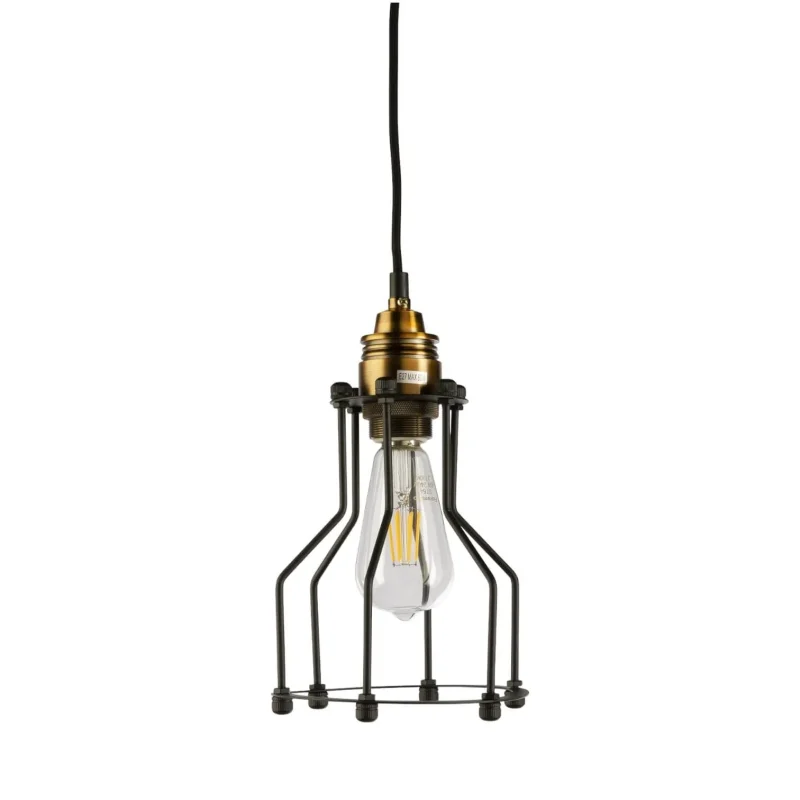 1 light black brass cage pendant with globe stunning design