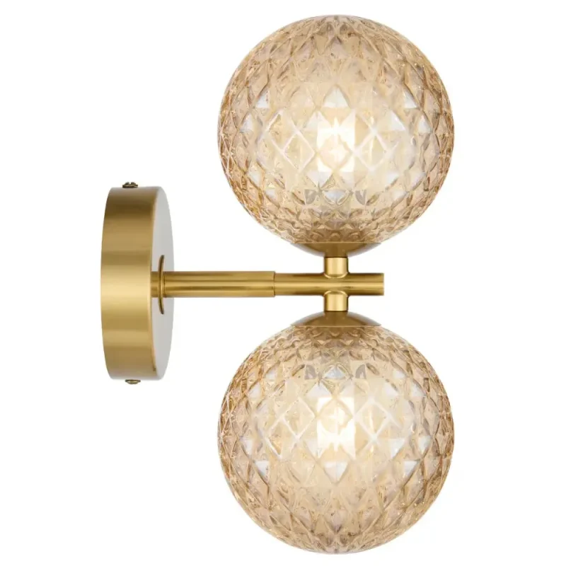 2 light modern wall light round glass diffuser black antique gold