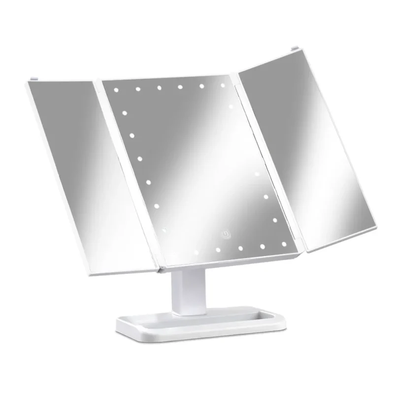 24 led tri fold makeup mirror with dimmable light storage