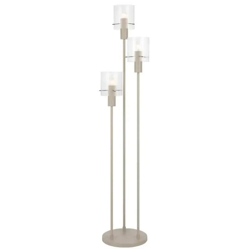 3 light grey metal floor lamp with glass shade mika