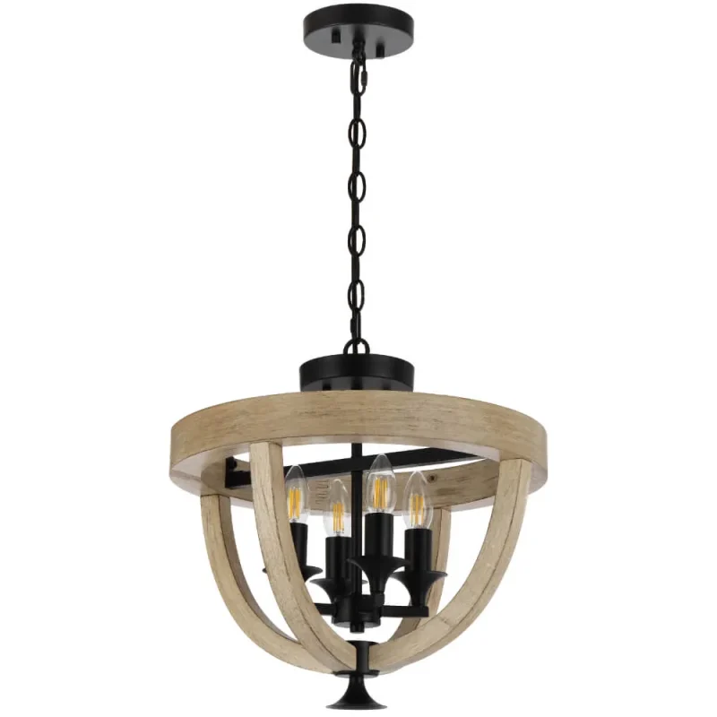 4 light wood ceiling pendant light by hosley