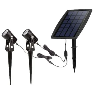 adjustable solar led spotlights 2 head high efficiency lighting