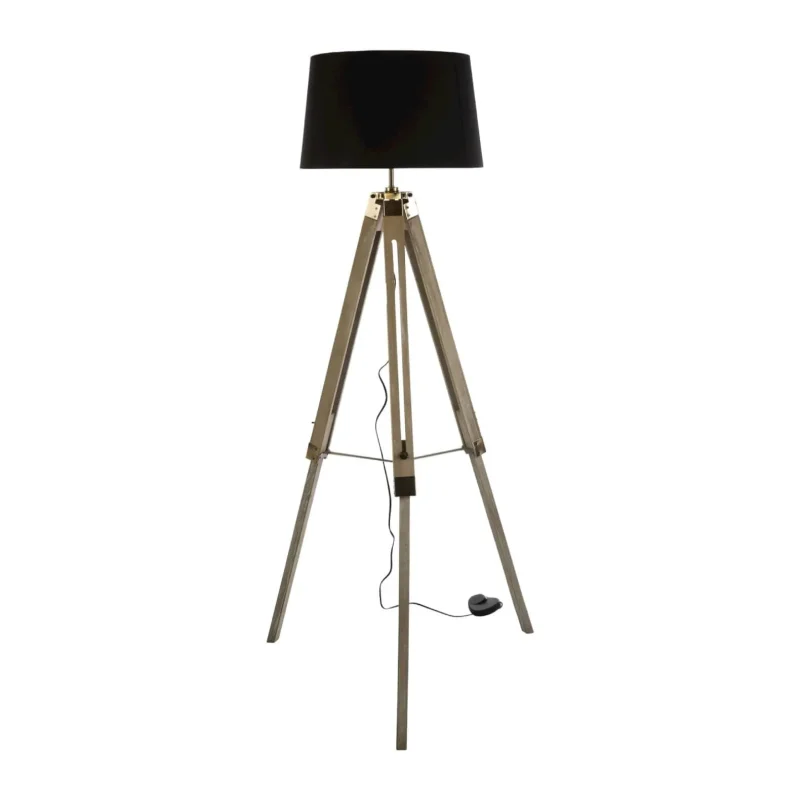 adjustable timber tripod floor lamp black copper shade