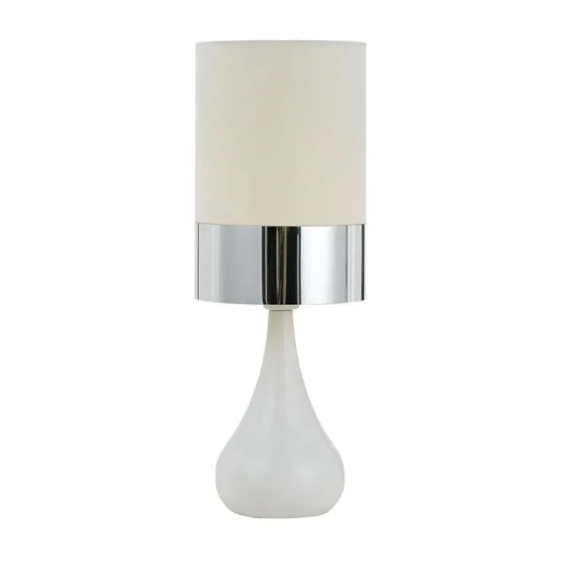 akira 1 light table lamp white base chrome shade