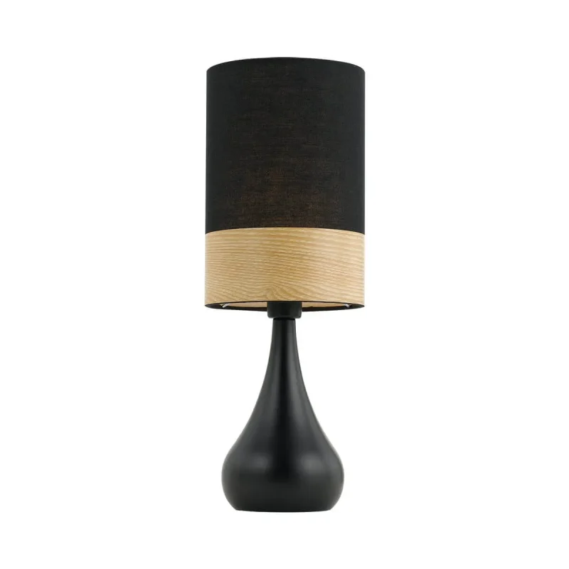 akira black table lamp with oak look shade