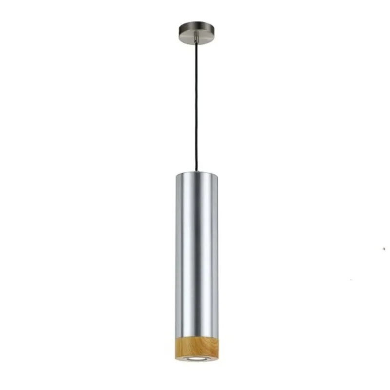 aluminum 5w led cylinder pendant with oak finish 3000k