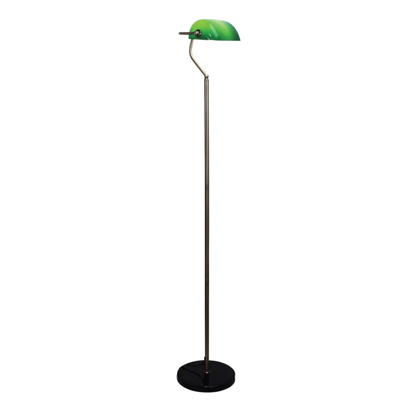 antique brass black floor lamp w green shade