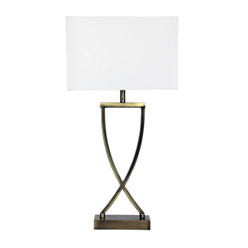 antique brass table lamp with rectangular white shade pearl essence