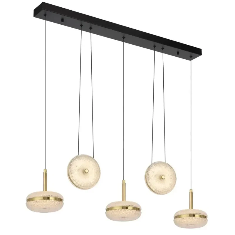 antique gold 5 light led linear pendant govan