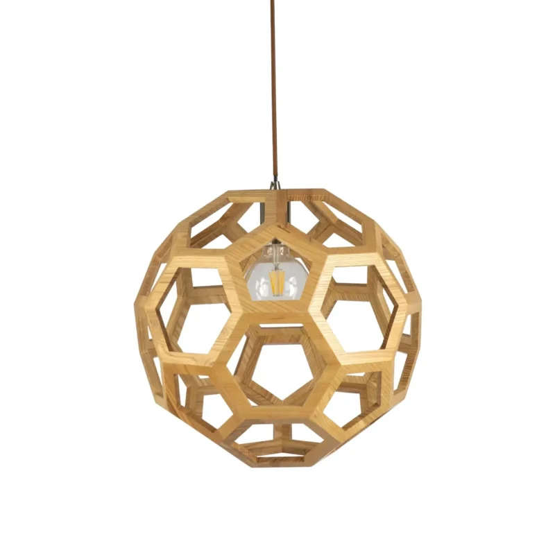 balega 1 light round pendant modern timber veneer 400mm