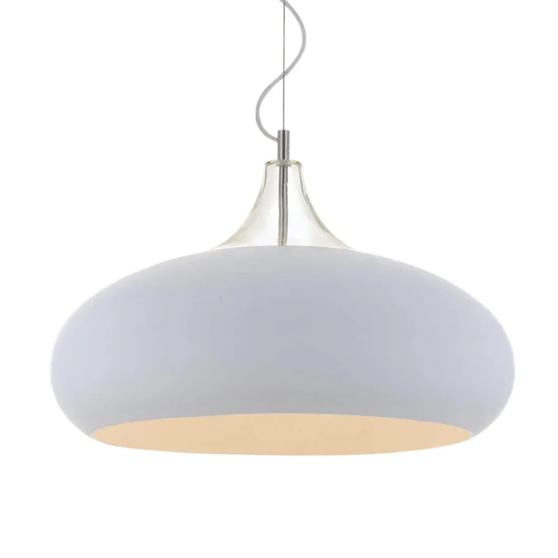 beck modern white pendant light with clear glass accent