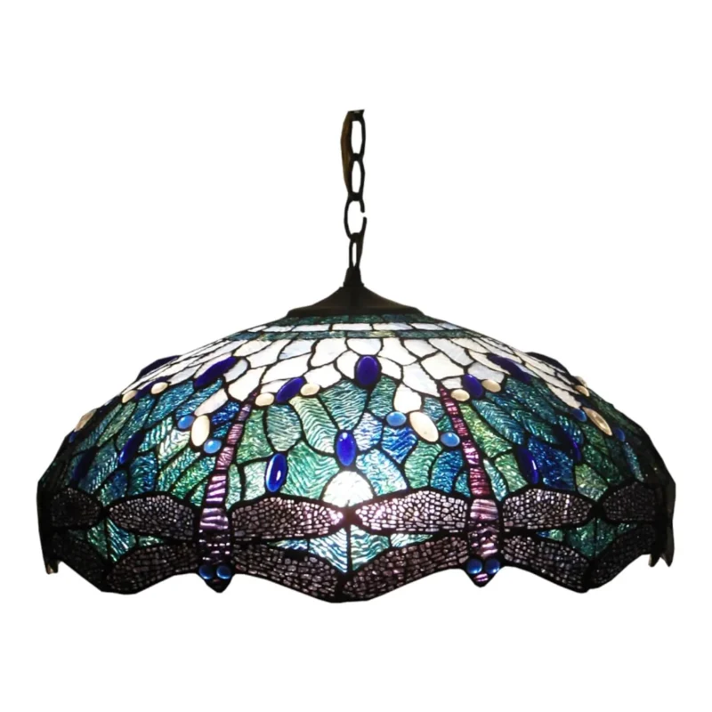 blue dragonfly leadlight pendant lamp 2