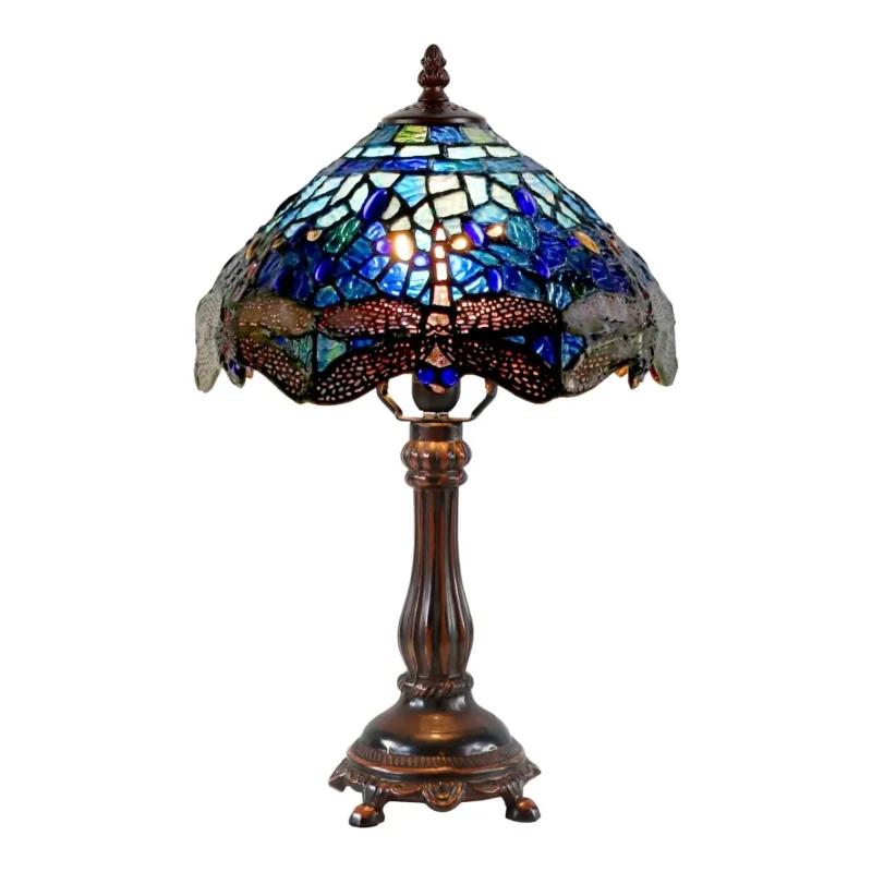 blue dragonfly leadlight table lamp 2 sizes available