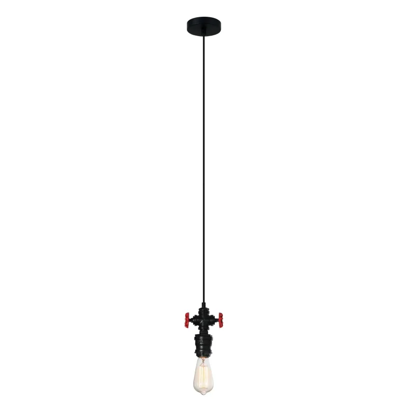 bradway vintage black 1 light pendant with red tap