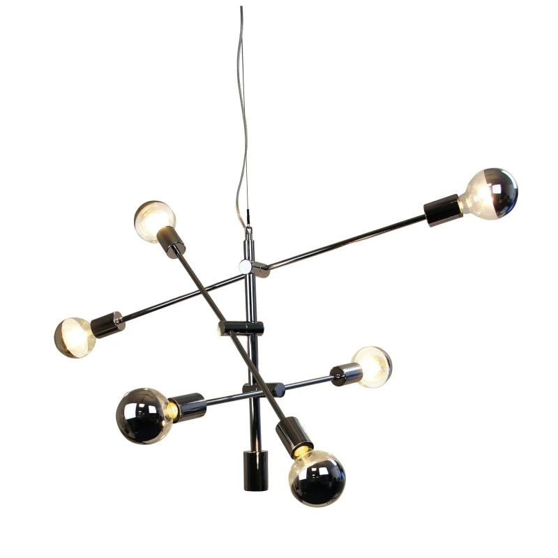 chelsea 6 light chrome pendant with adjustable pivoting arms