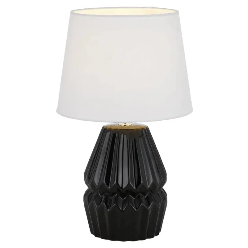 chic ceramic table lamp black blue butterscotch chrome