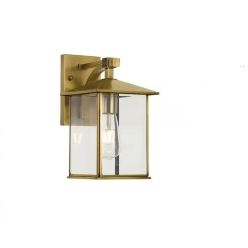 coby brass 1 light outdoor wall sconce w clear glass ip44