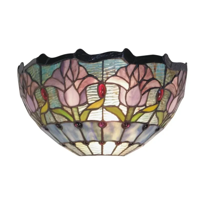 elegant mauve tulip leadlight wall light limited stock