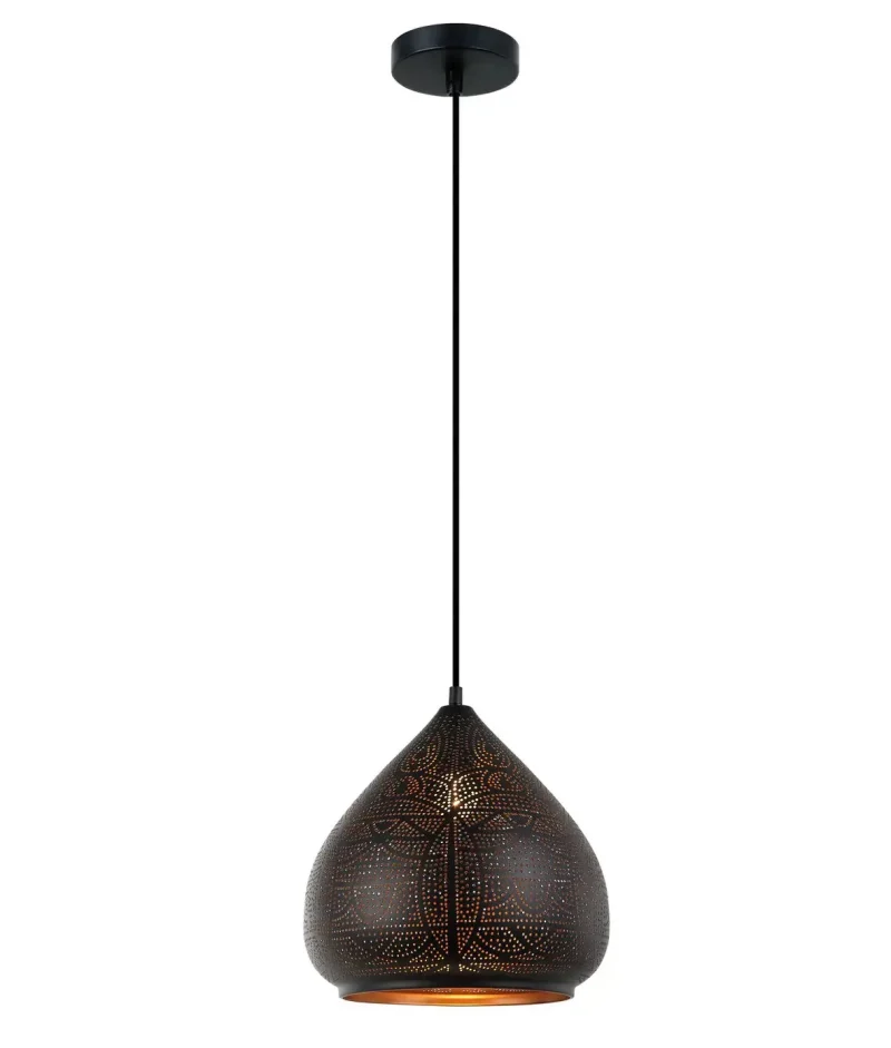 ellipse bohemian pendant with gold interior black white