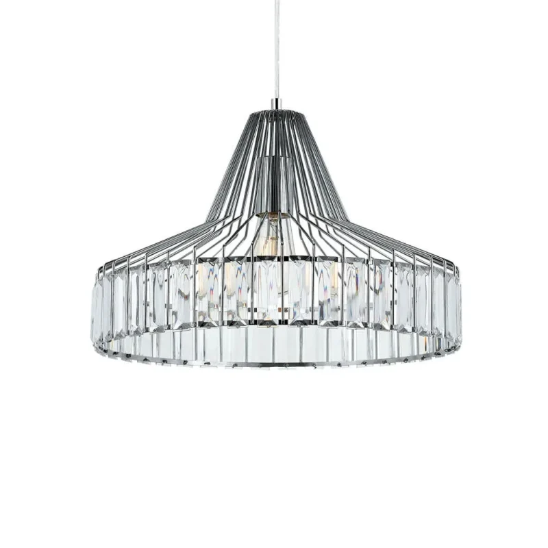 elmas modern metal pendant light chrome clear shade