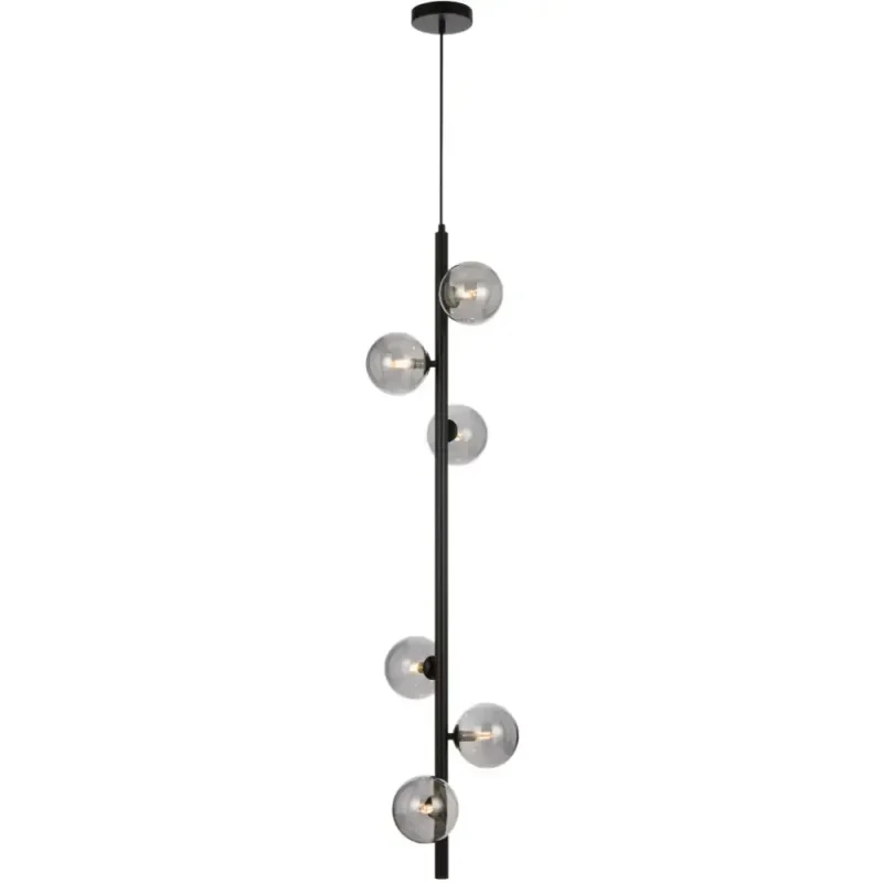 elson 6 light pendant light black antique gold round glass shades