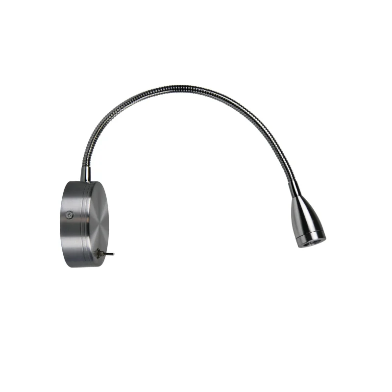 flexi 240v 3w warm white led wall light adjustable gooseneck brushed aluminium toggle switch