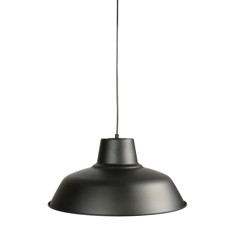 forge large matt black 1 light pendant with white inner shade