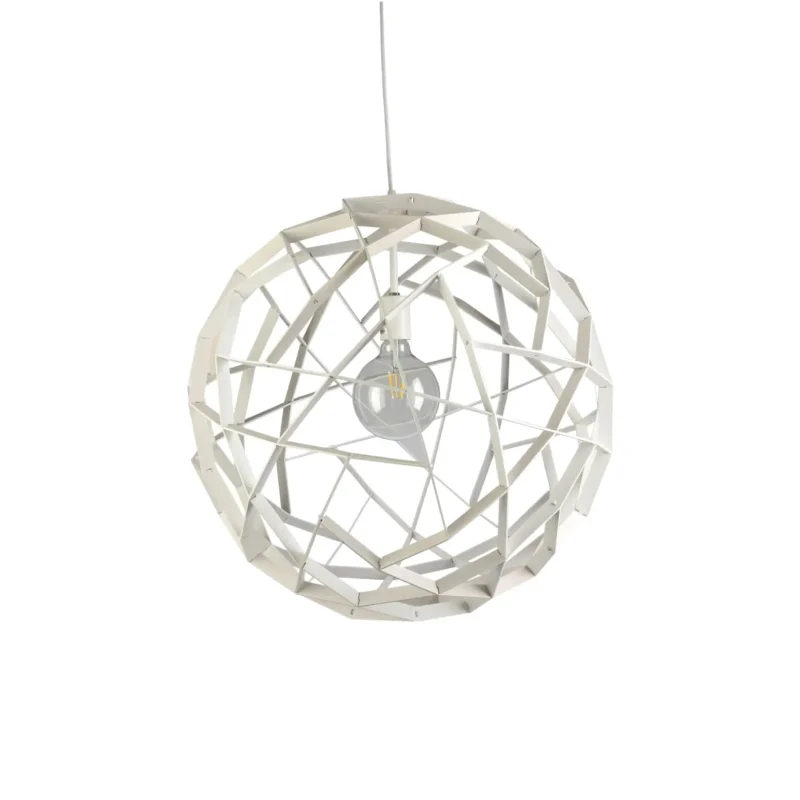 geogro 400mm round white timber pendant light