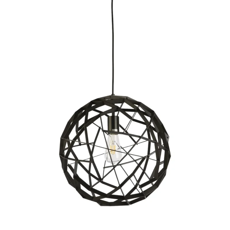 geogro 600mm black timber pendant light 1 light round