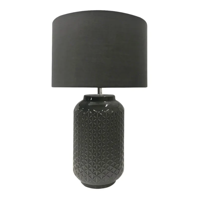 grey ceramic table lamp w fabric shade pascal