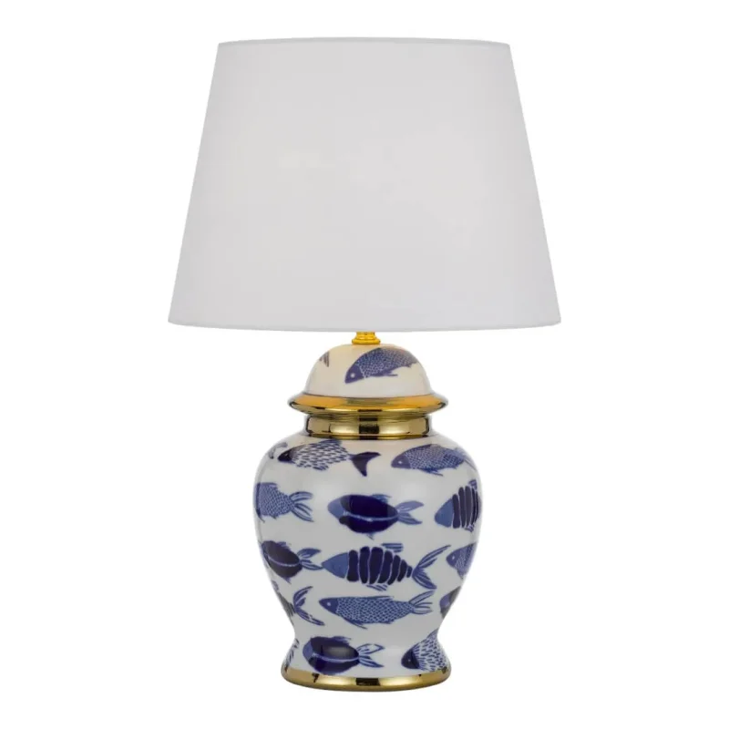 hendo ceramic table lamp with fish art design