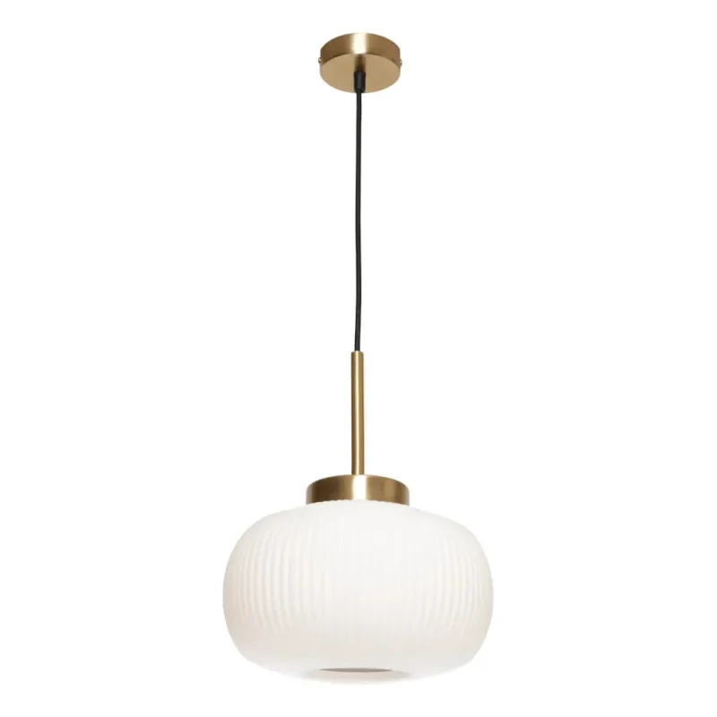 hutton 1 light pendant opal glass shade black gold finish