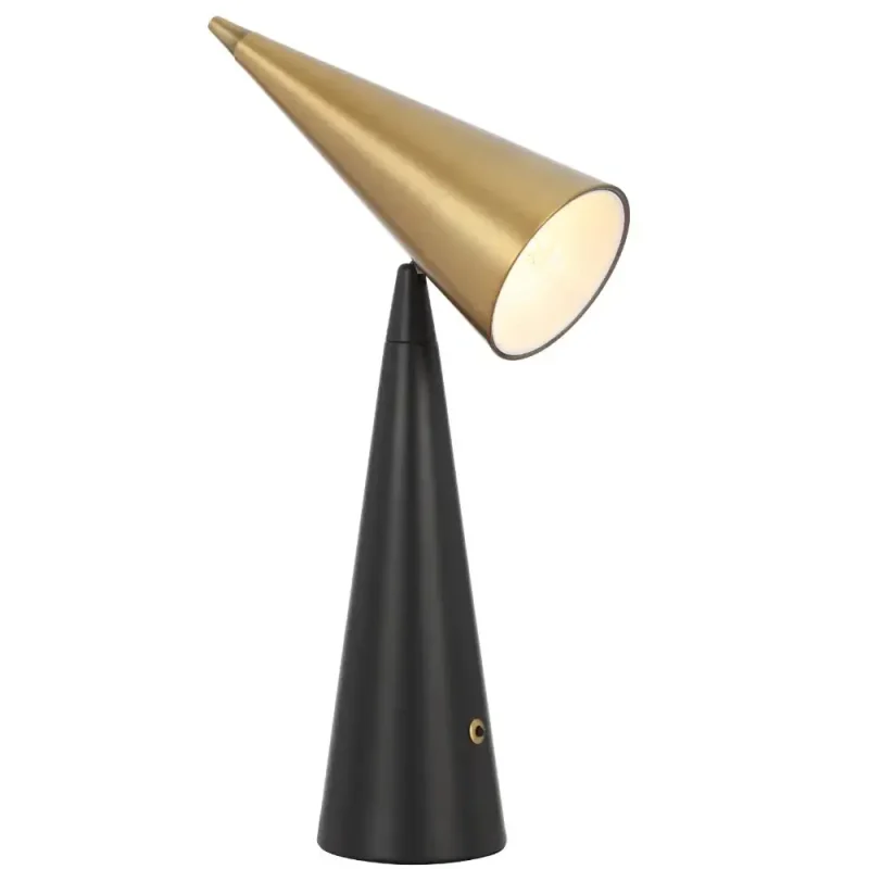 jibara cone metal table lamp black brass beige brass