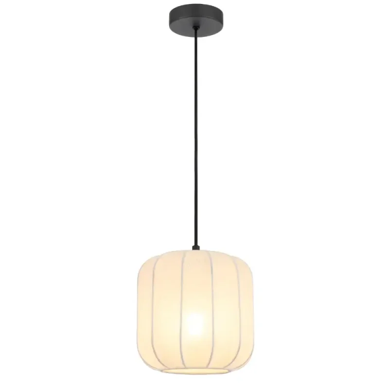 jonsel drum metal pendant light black white fabric shade