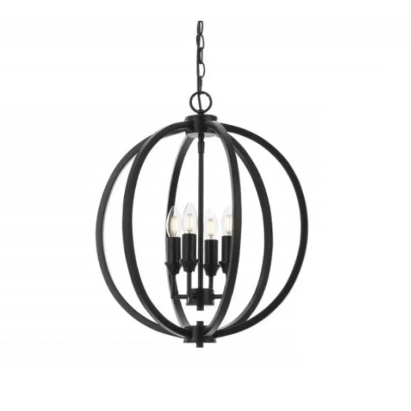 kendall modern 4 light black round pendant