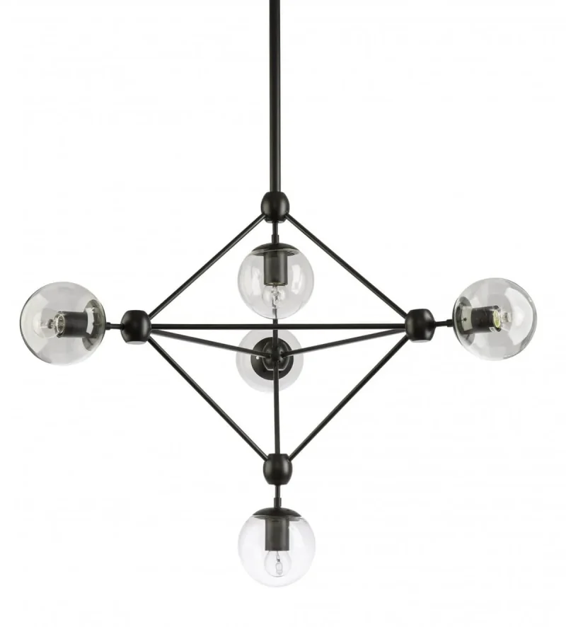 klesh 5 light black aluminum pendant with clear glass diffusers modern ceiling light