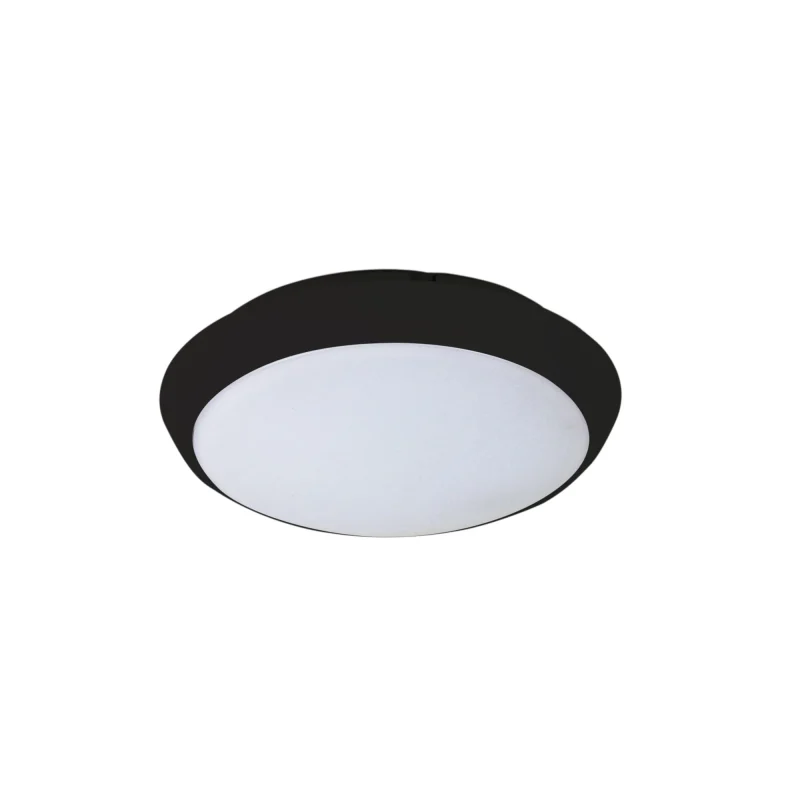 kore 15w slim round oyster led light black dimmable ip54