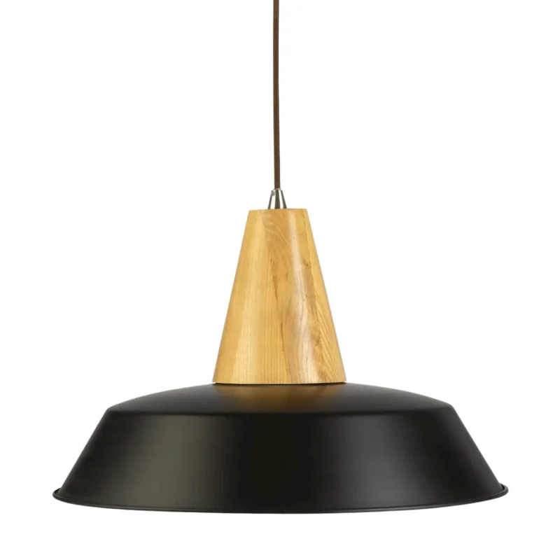 large 1 light black wood pendant 460mm stylish ceiling light