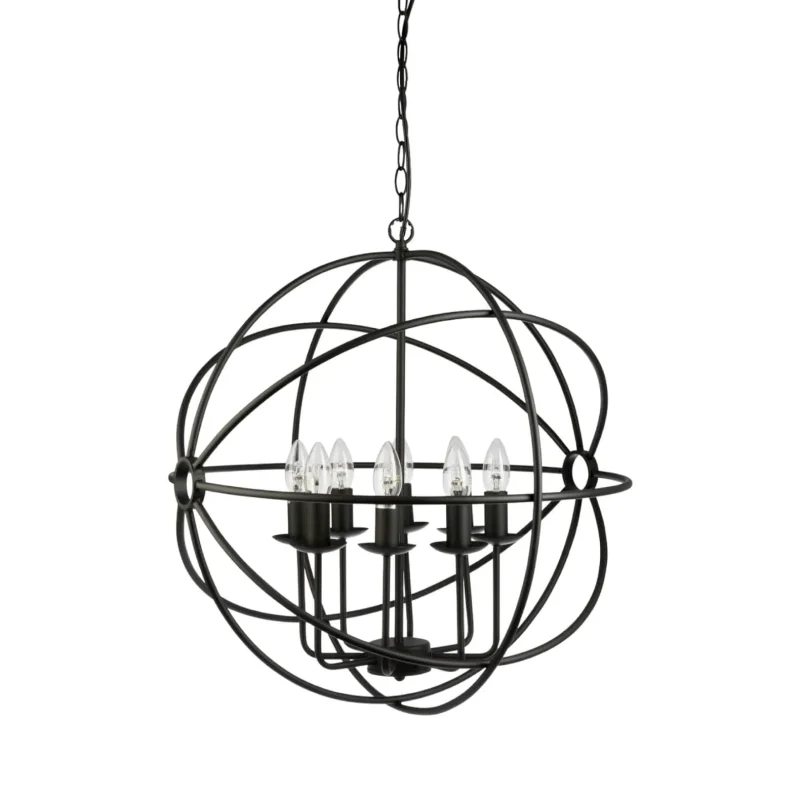 large black metal cage 8 light pendant chain suspension