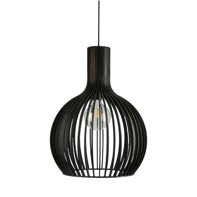 large modern black timber pendant light 450mm