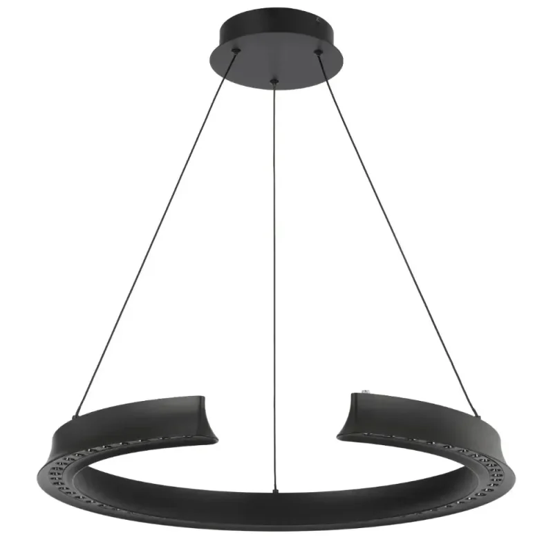 lucid round led pendant light black wood tone options