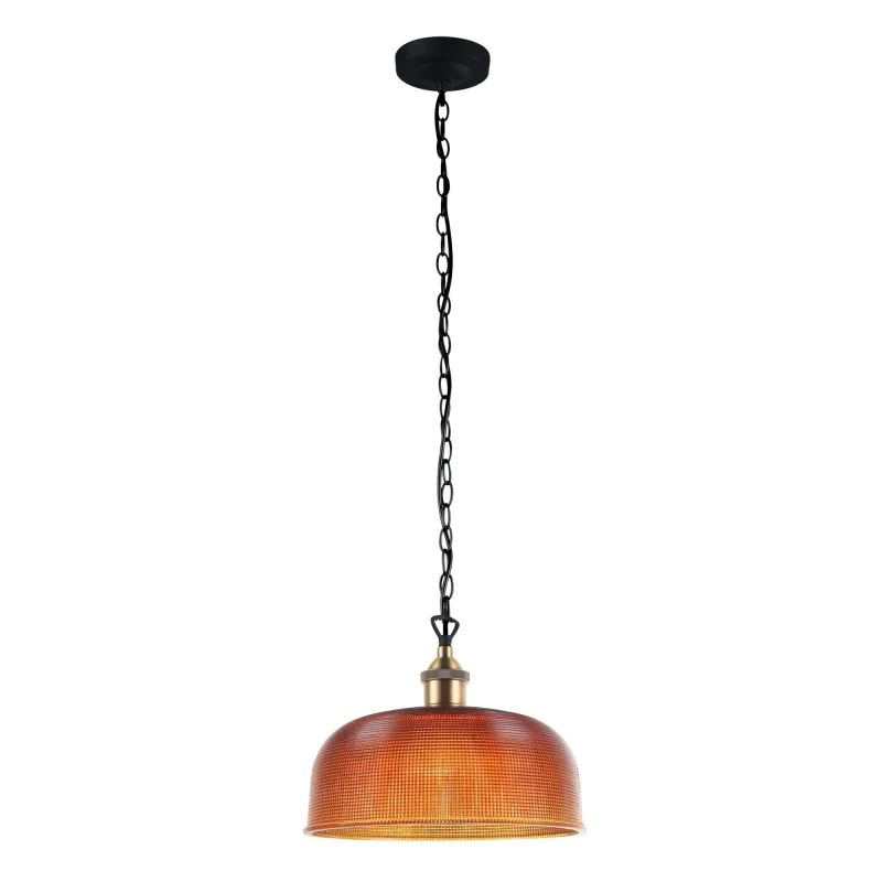 maison retro amber pendant light brass chain