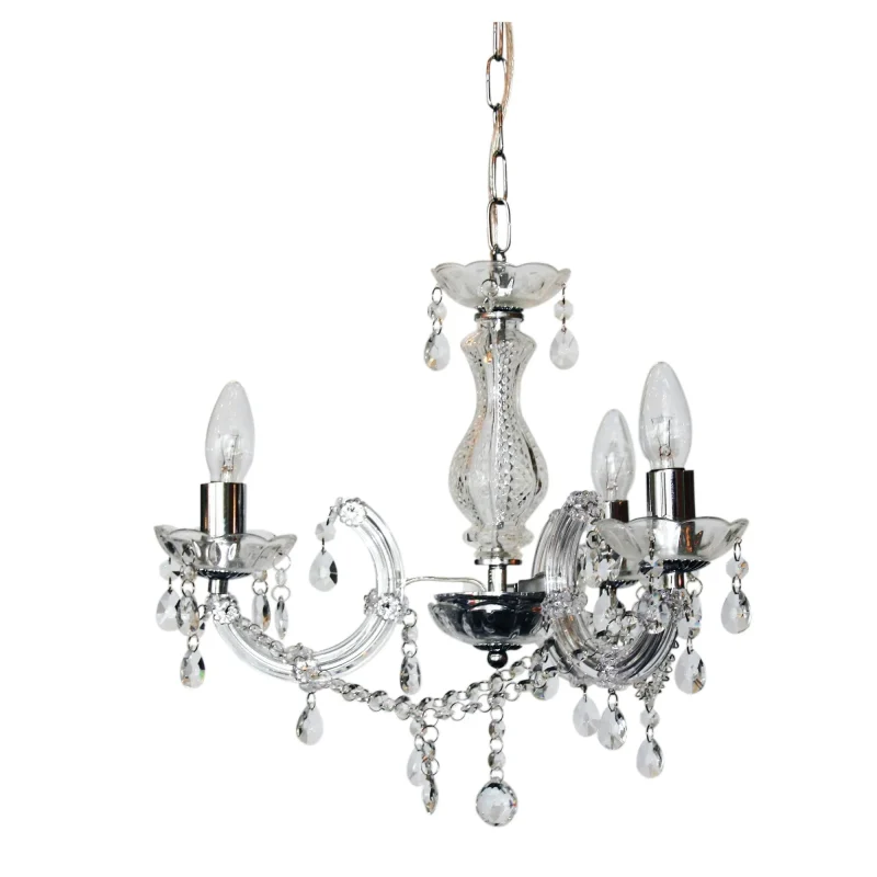 marie therese 3 light chrome glass chandelier pendant