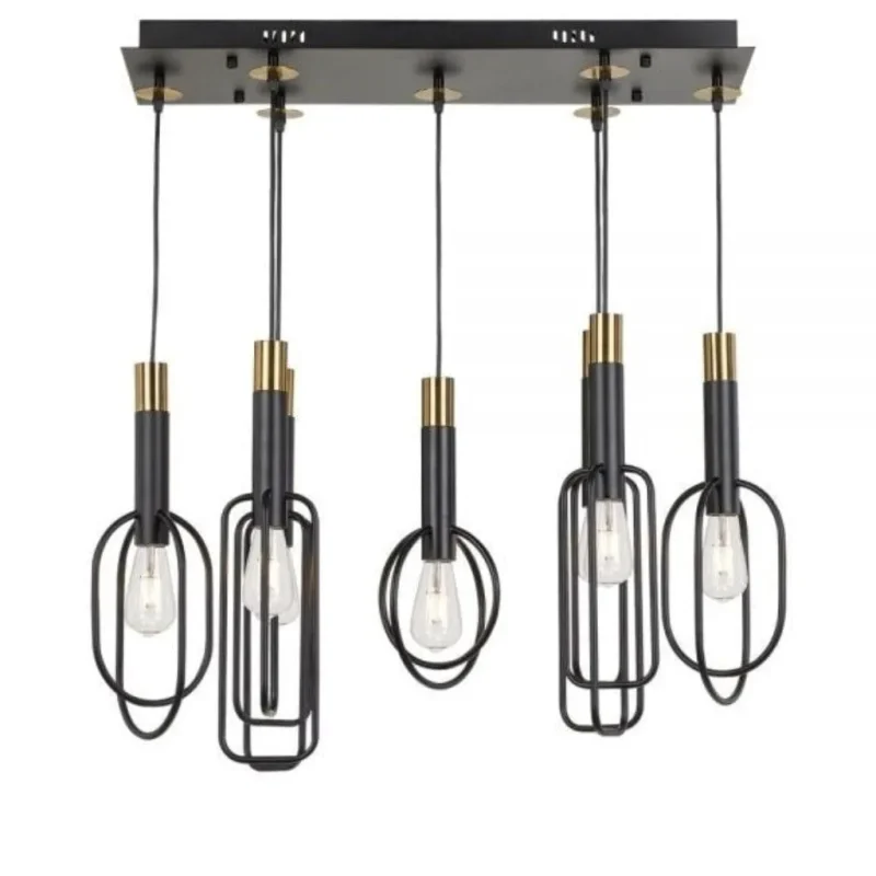 marvin antique black 7 light pendant w gold highlights