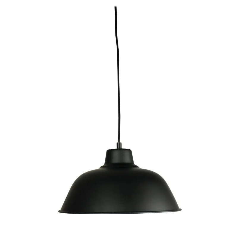 matt black industrial dome pendant light small white inner shade