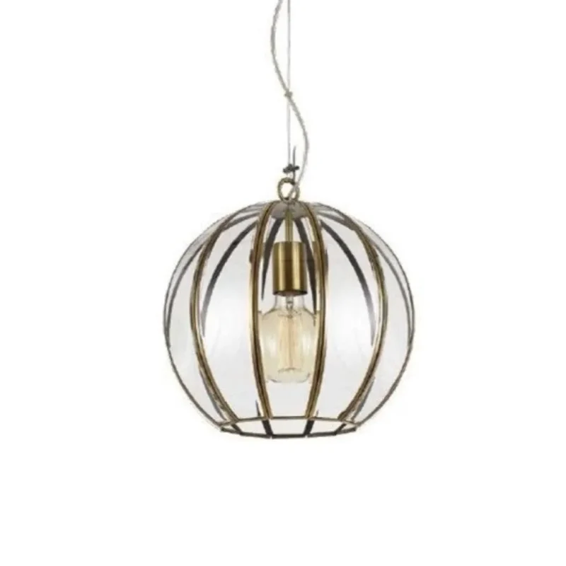 medina antique brass clear glass 1 light pendant 300mm