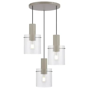 mika 3 light glass drum pendant light