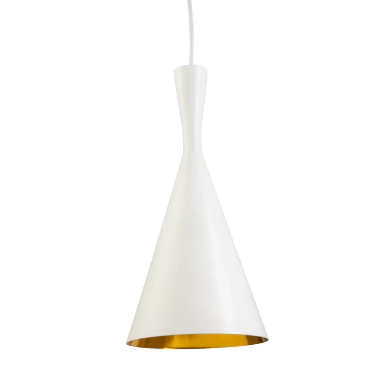 modern 1 light matt white pendant w gold inner shade