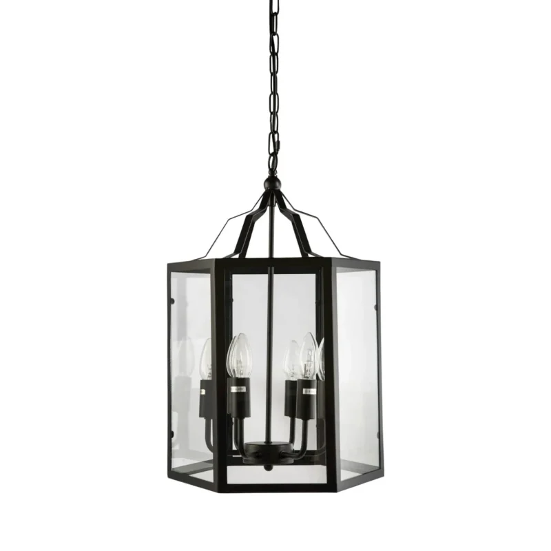 modern black 6 light pendant with clear glass elegant traditional design