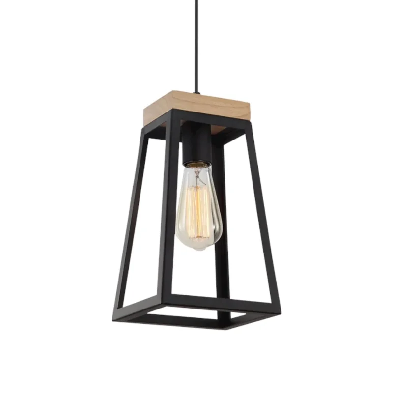 modern black timber pendant light 1 light lanterna